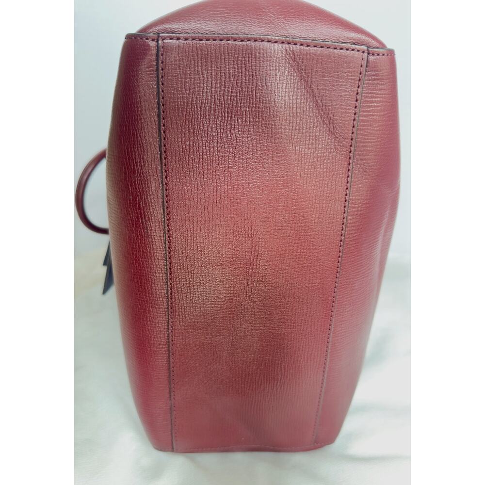 Mulberry Maple Goatskin Leather Tote Burgundy Purple Removable Pouch - Picture 9 of 15